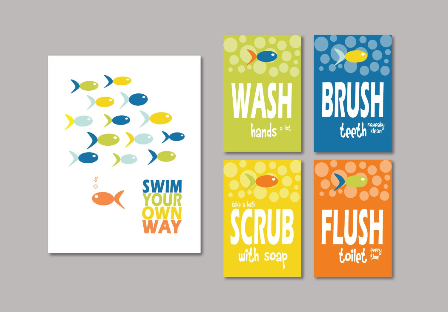 Kids Bathroom Art
 Kids Bathroom Art Prints Swim Your Own Way Splash Wash