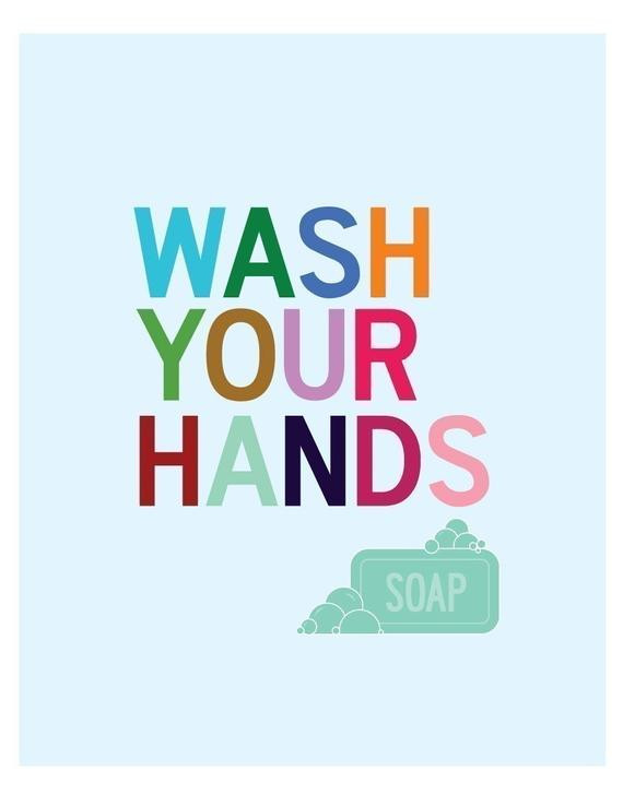 Kids Bathroom Signs
 Items similar to Wash Your Hands – Bathroom Wall Art Print