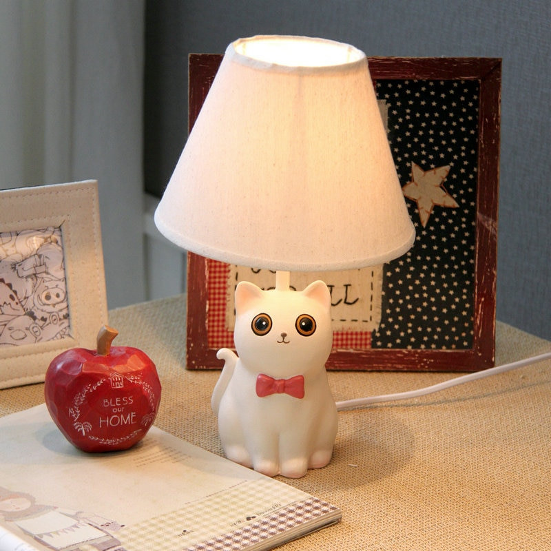 Kids Bedroom Lamps
 Cute Lovely Handmade Resin Cat Led E14 Table Lamp For