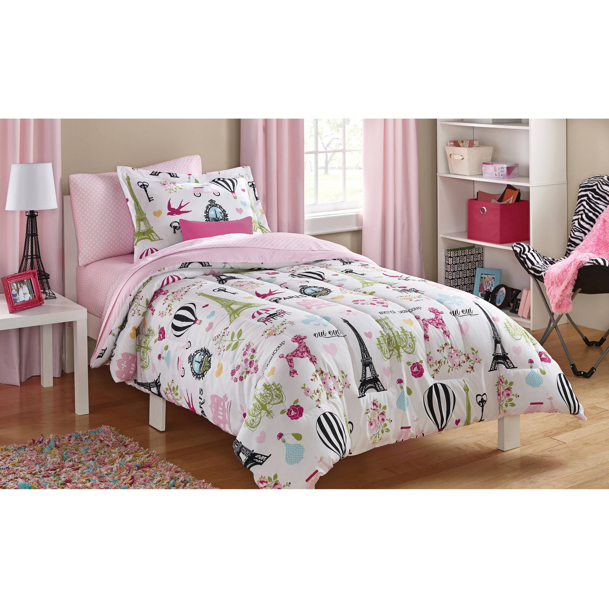 Kids Bedroom Sets Walmart
 Mainstays Kids Paris Bed in a Bag Coordinating Bedding Set