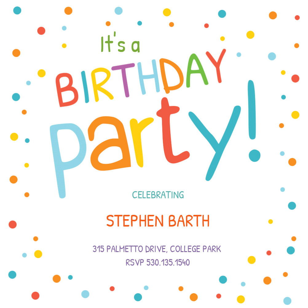 Kids Birthday Invitations
 Confetti Dots Border Birthday Invitation Template Free
