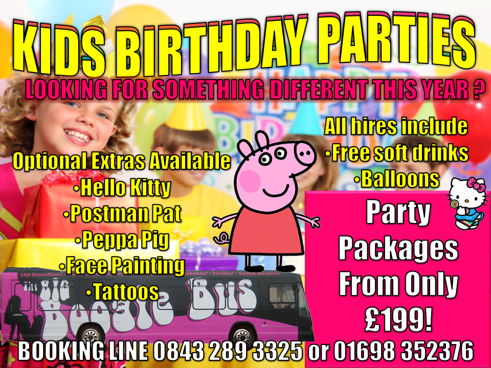 Kids Birthday Party Buses
 Kids Parties Boogie Bus Glasgow Edinburgh Ayrshire