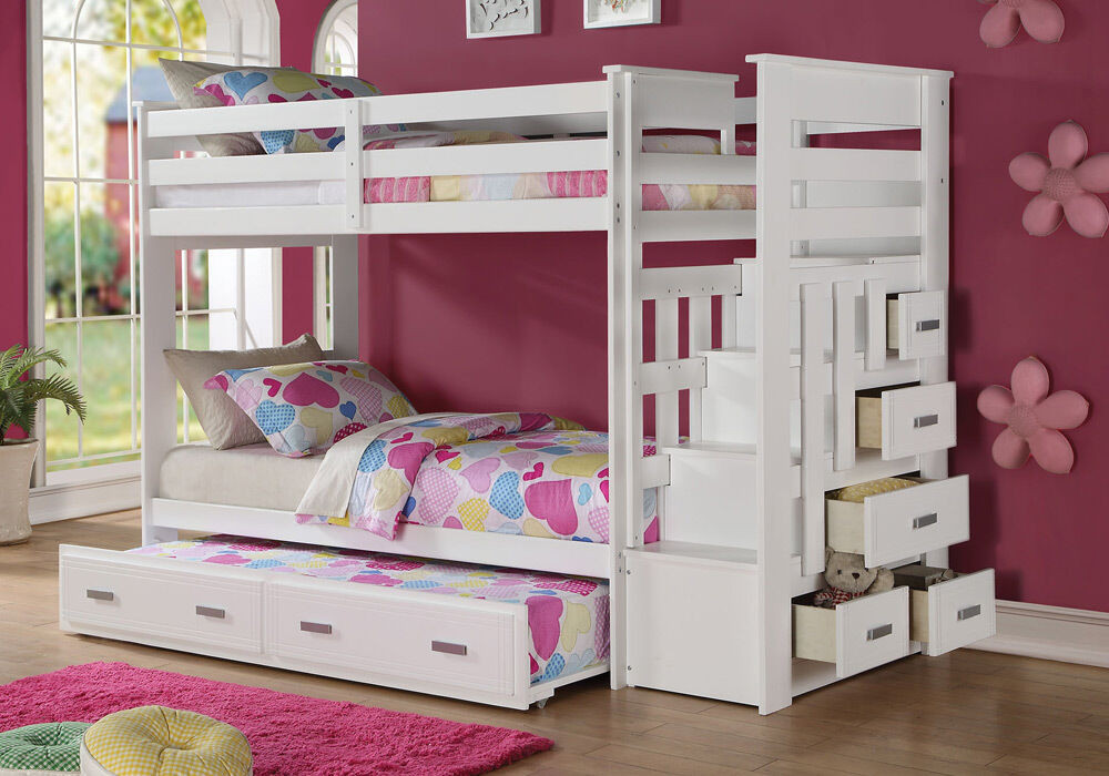 Kids Bunk Beds With Storage
 Allentown Youth Kids Twin Bunk Bed Storage Stairway