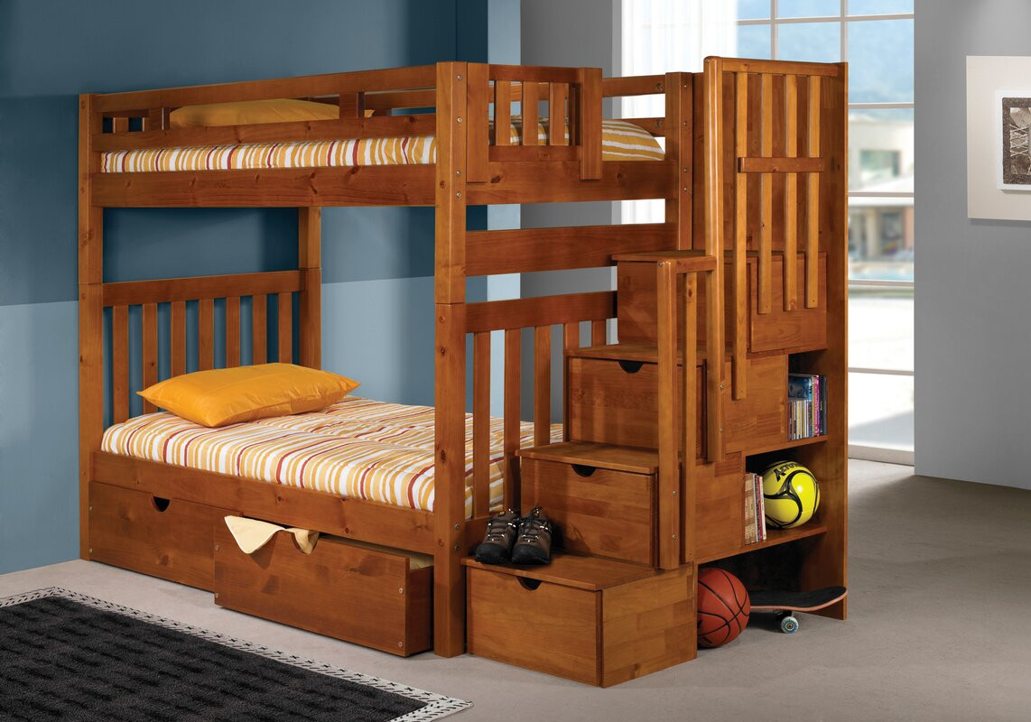 Kids Bunk Beds With Storage
 Donco Kids Stairway Loft Bunk Bed with Storage Drawers