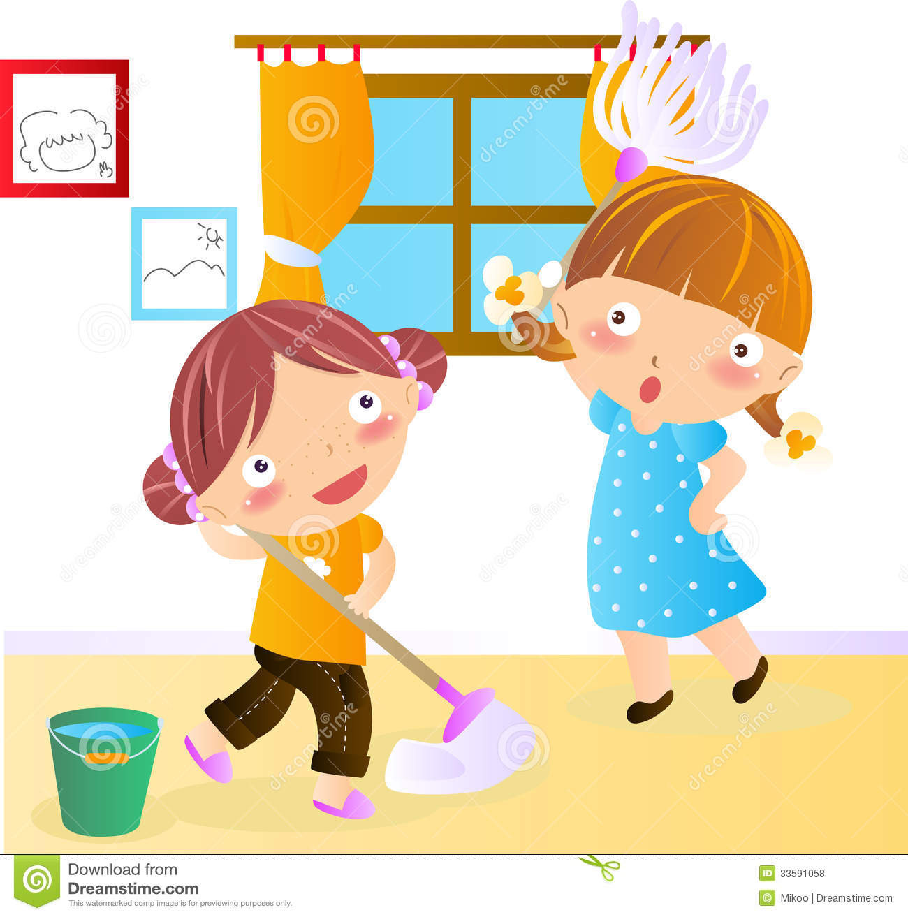 Kids Clean Room Clipart
 Cleaning house stock vector Illustration of cleaner