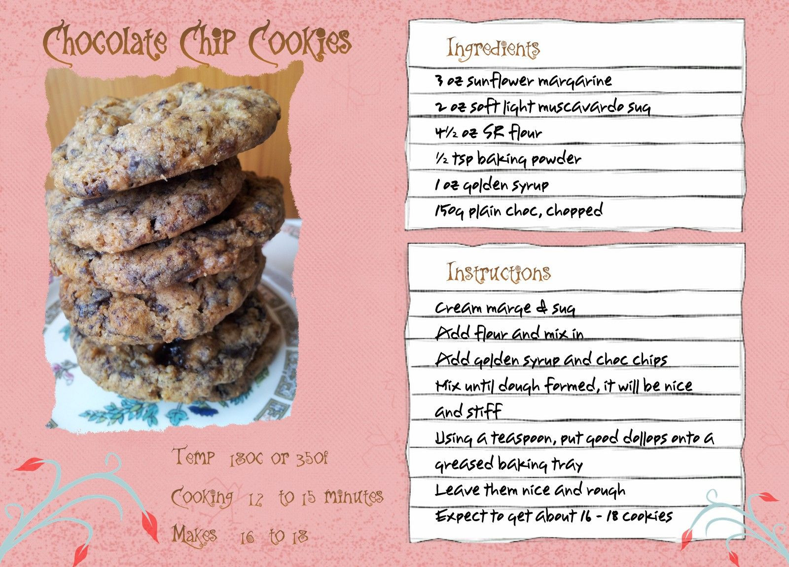 Kids Cookie Recipes
 Chocolate Chip Cookies – Recipe Card