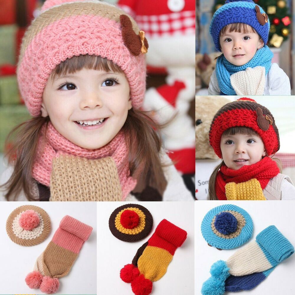 Kids Fashion Hats
 2016 kids knitted hat scarf set fashion wool beret