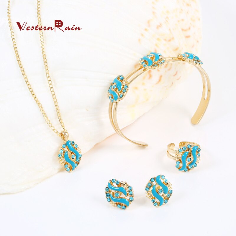 Kids Fashion Jewelry
 WesternRain 2017 Lovely Pink blue Crystal Flower Children