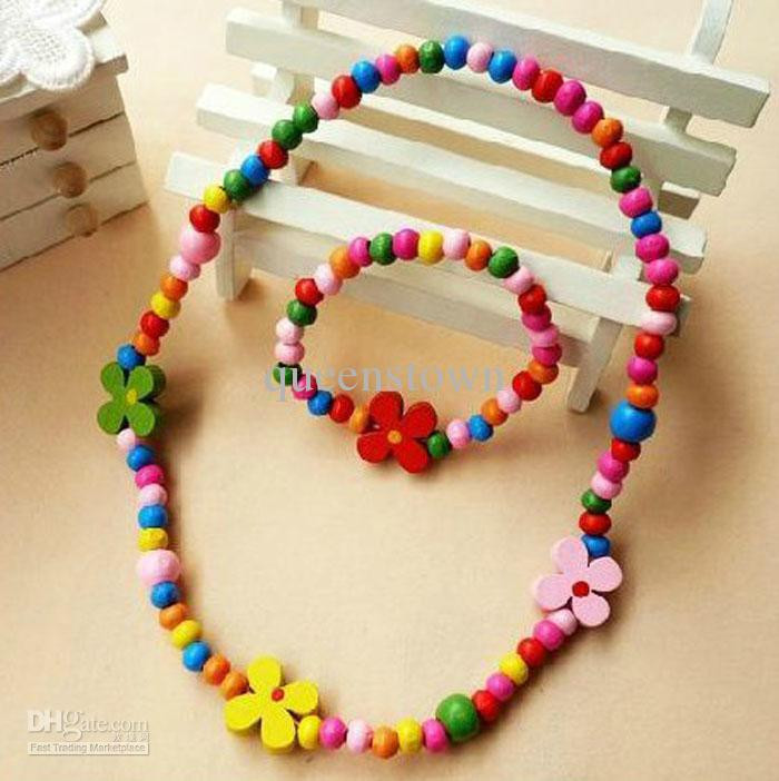 Kids Fashion Jewelry
 Fashion Colorful Kids Jewelry Necklace Bracelet Wooden