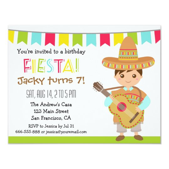 Kids Fiesta Party
 Colourful Mexican Fiesta Kids Birthday Party Invitation