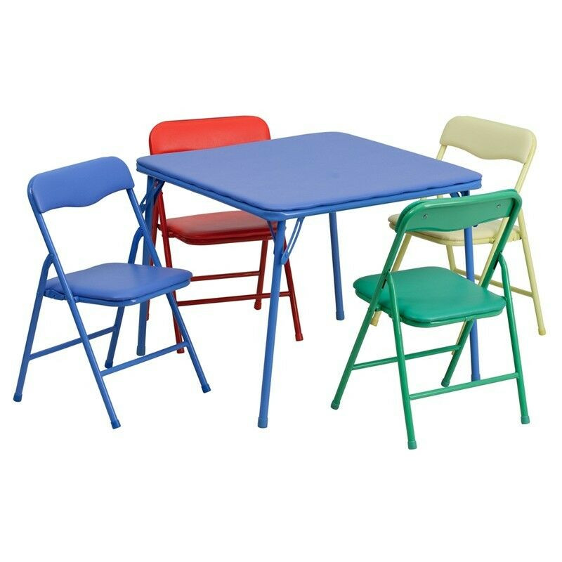 Kids Folding Table
 Kids Colorful 5 Piece Folding Table and Chair Set