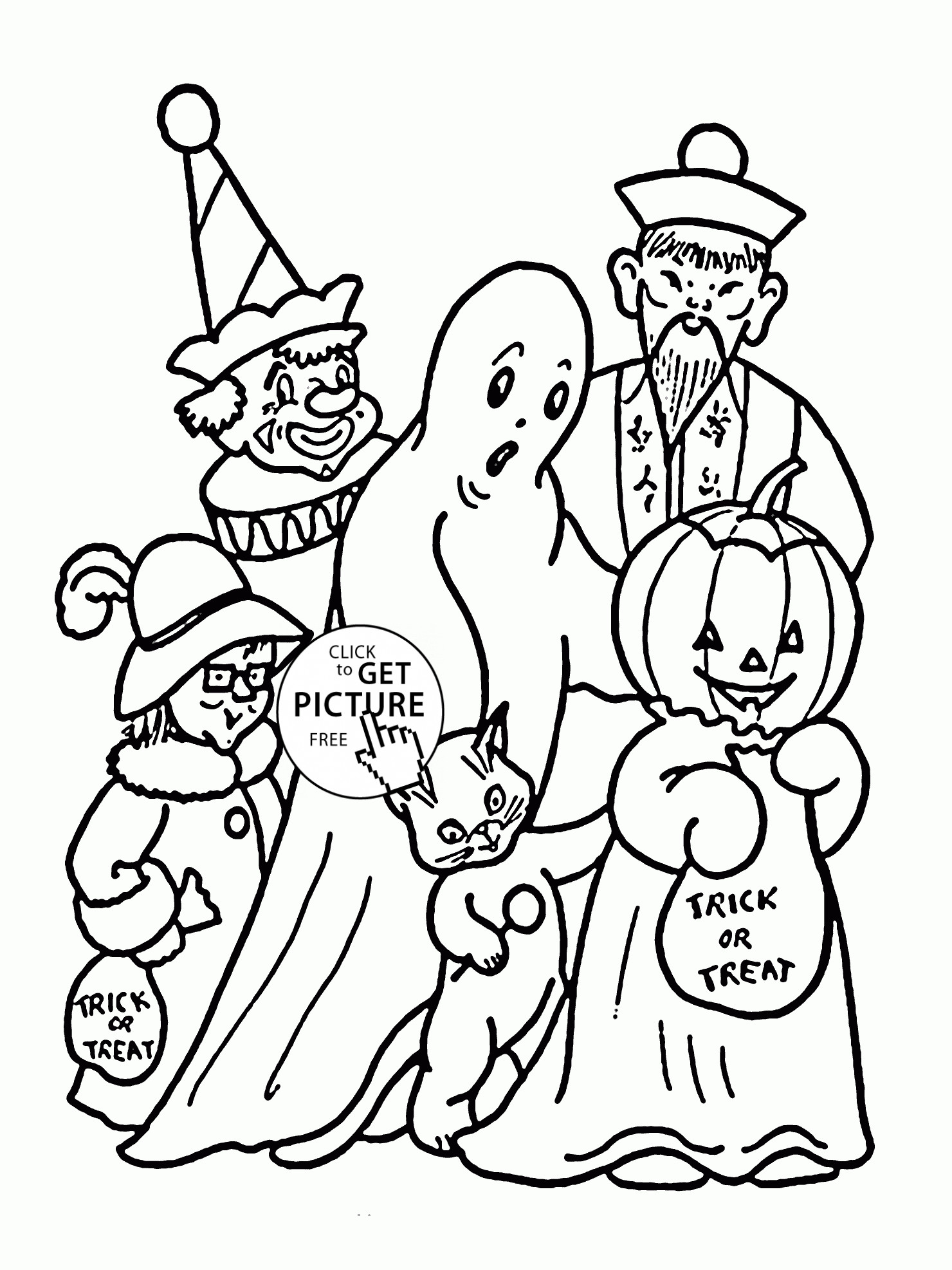 Kids Halloween Coloring
 Trick or Treat on Halloween coloring pages for kids