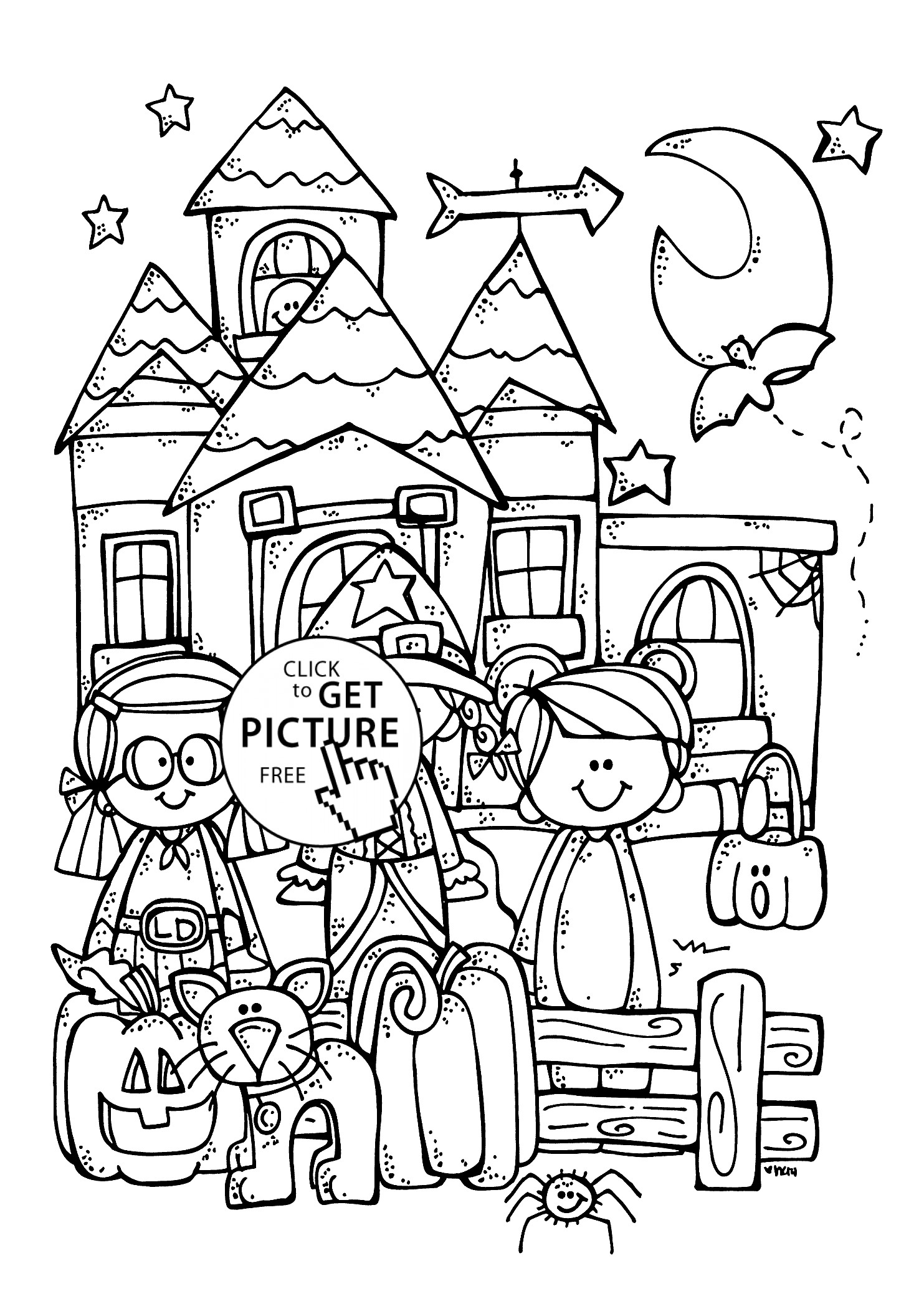 Kids Halloween Coloring
 Funny kids and Halloween coloring page for kids printable