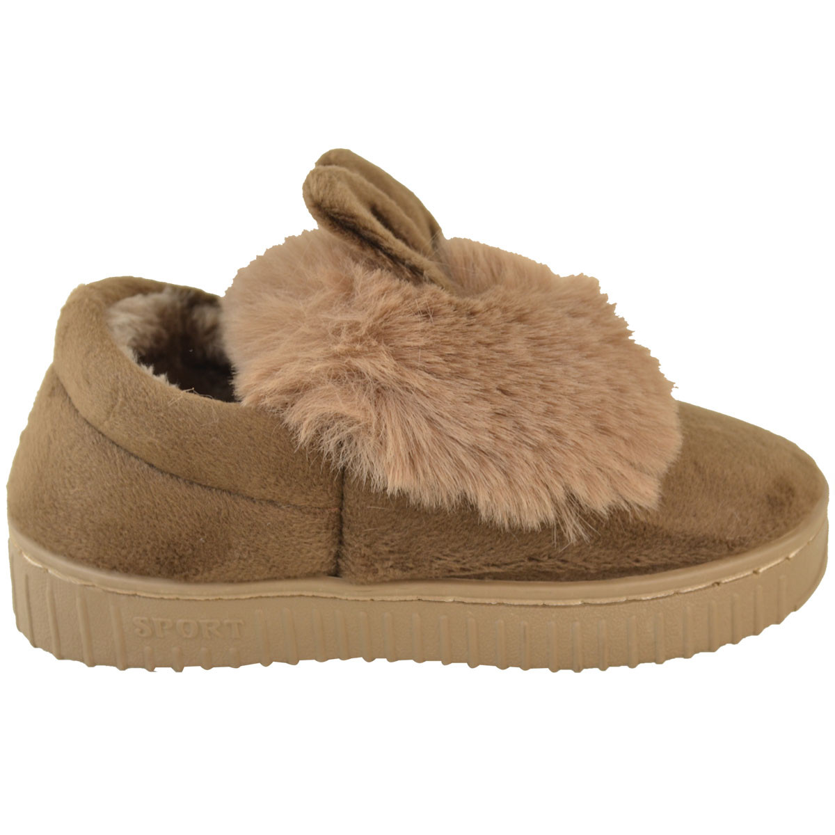 Kids Indoor Slippers
 Girls Kids Childrens Fluffy Faux Fur Indoor Slippers