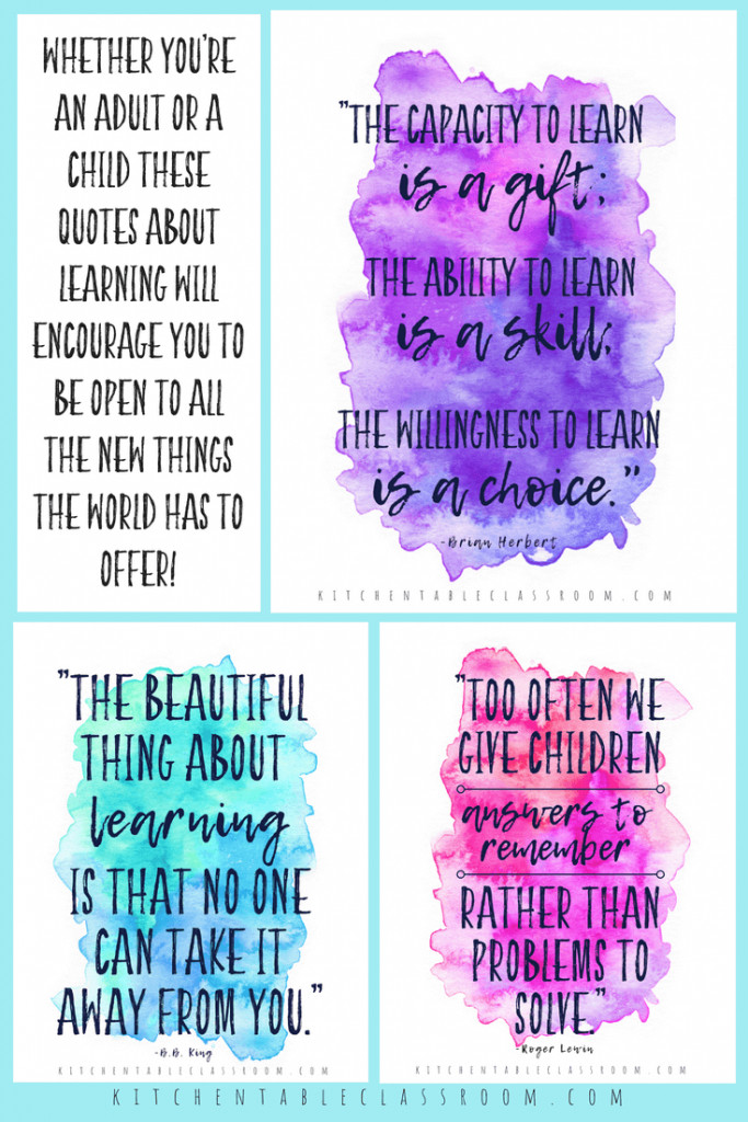 Kids Learning Quotes
 Quotes about Learning for Your Home & Classroom The