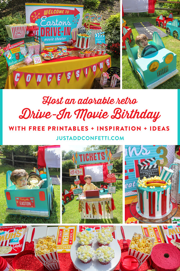 Kids Movie Birthday Party
 Easton s Retro Outdoor Drive In Movie 3rd Birthday Bash