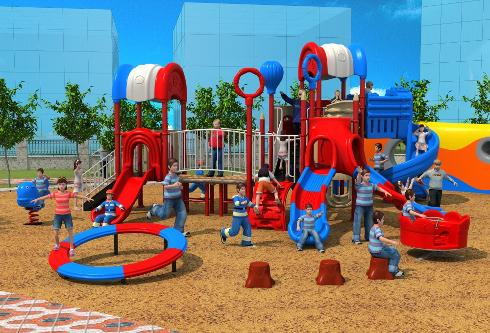 Kids Outdoor Play Equipment
 CE ISO TUV school playground garden plastic slide Pepsi