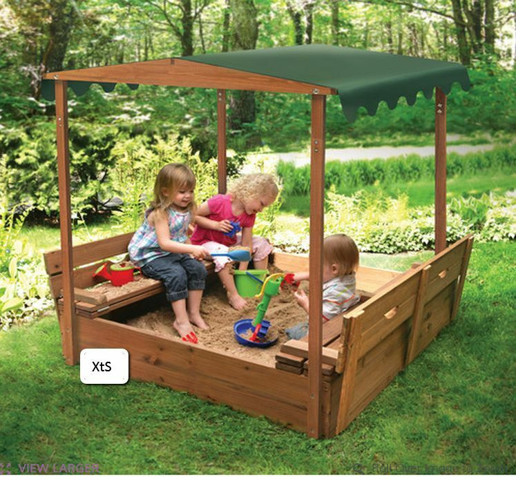 Kids Outdoor Toys
 Kids Wooden SandBox Outdoor Play Set Playground Equipment