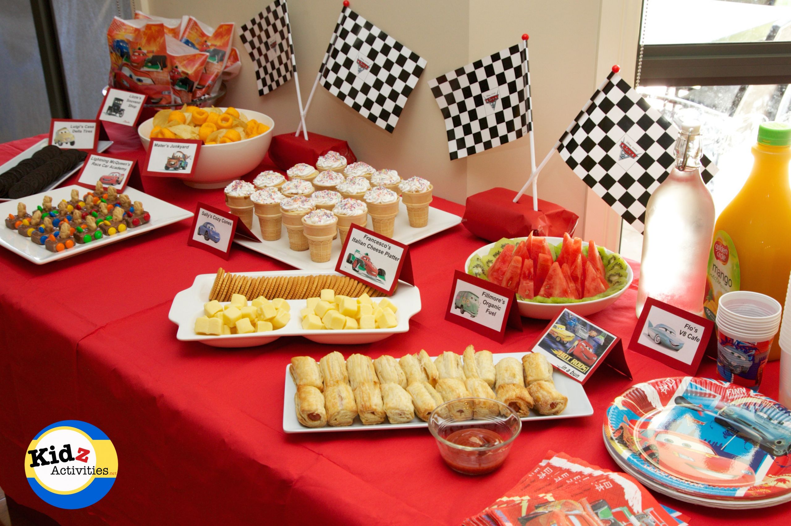 Kids Party Food Ideas Buffet
 Cars birthday party buffet spread Kidz Activities