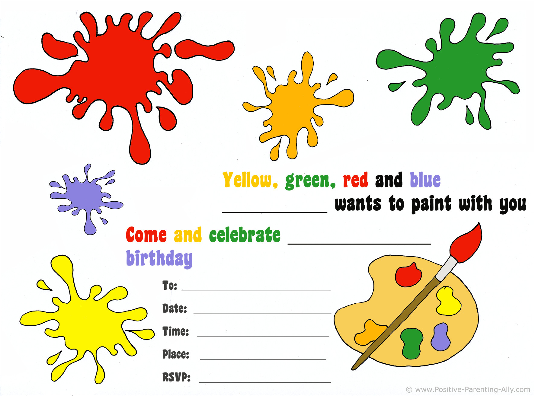 Kids Party Printables
 Free Birthday Invitations to Print for Kids Choose Your Theme