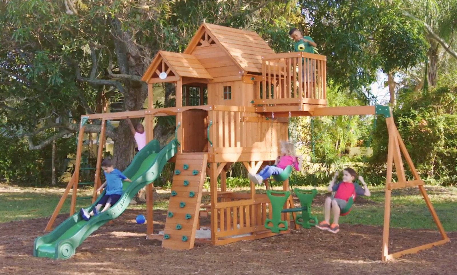 Kids Playhouse Swing Set
 Kids Garden Playhouse Outdoor Children Slide Swing