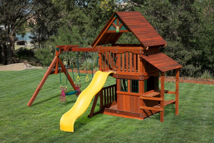 Kids Playhouse Swing Set
 Wooden Playset 4 WestTexasSwingsets