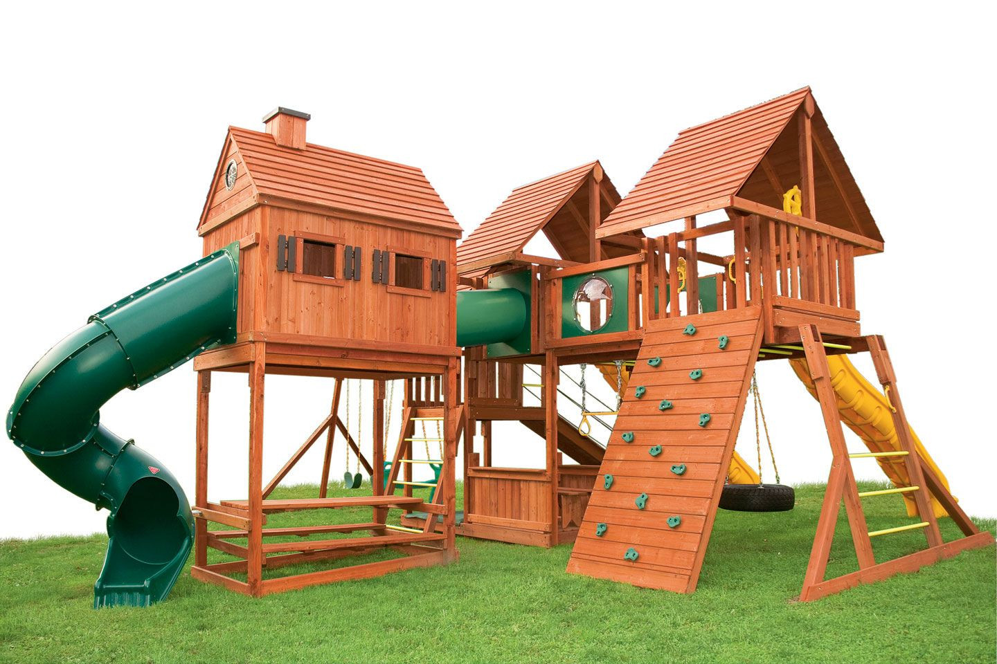 Kids Playhouse Swing Set
 Wooden Swing Set With Playhouse