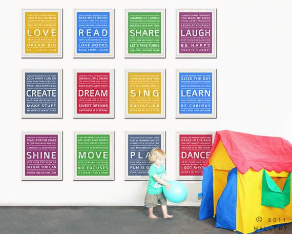 Kids Playroom Wall Decor
 Word art wall art for kids Playroom prints playroom wall art