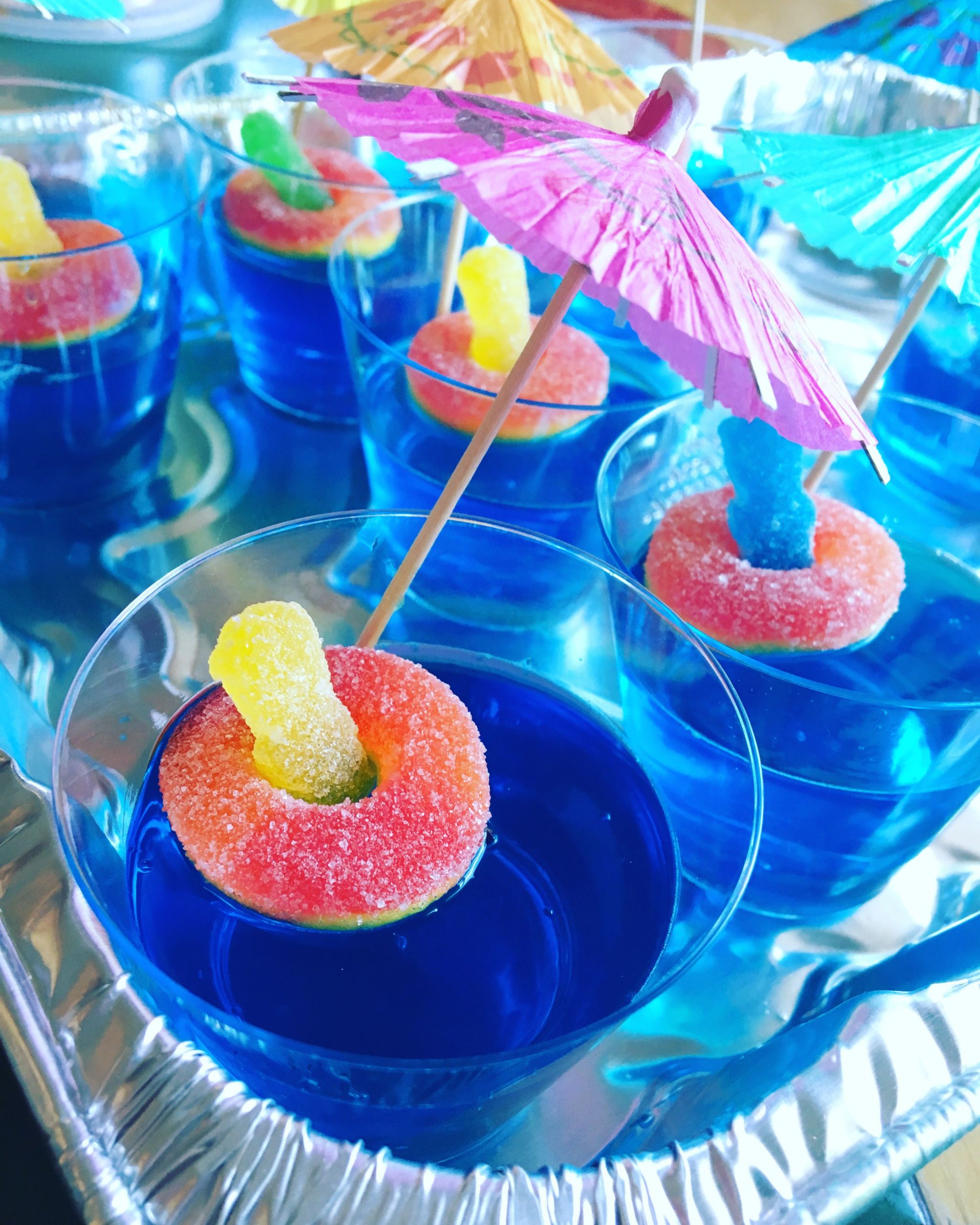 Kids Pool Party Food
 Sour Patch Kids Peach Ring Pool Floaty Jello Shots For