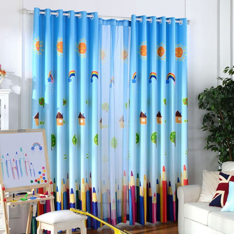 Kids Room Drapes
 Blackout Curtains And Tulle For Children Room Rainbow