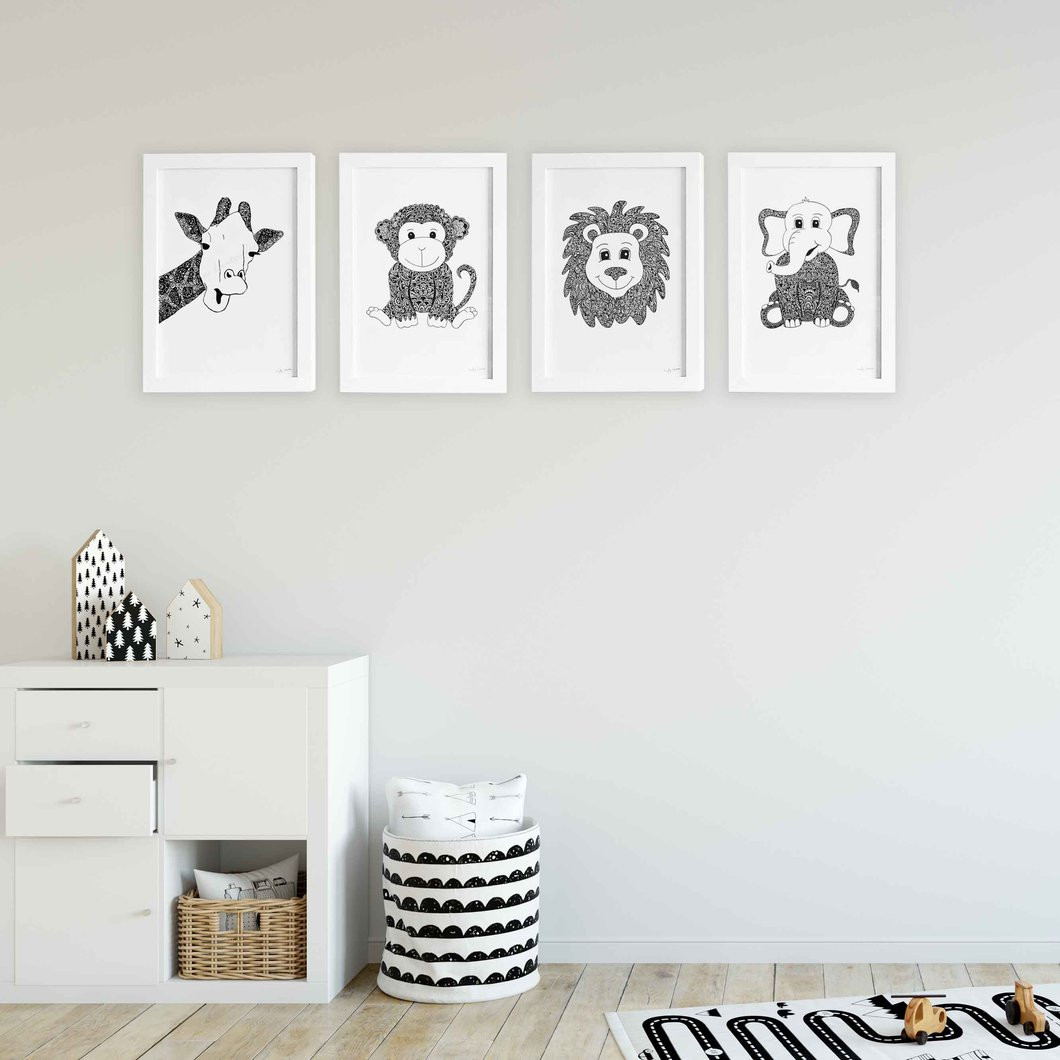 Kids Room Prints
 Jungle Animals Collection Nursery or Kids bedroom Art