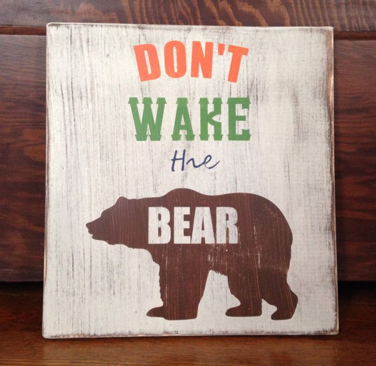 Kids Room Sign
 Don t wake the bear Handpainted wood sign Nursery decor