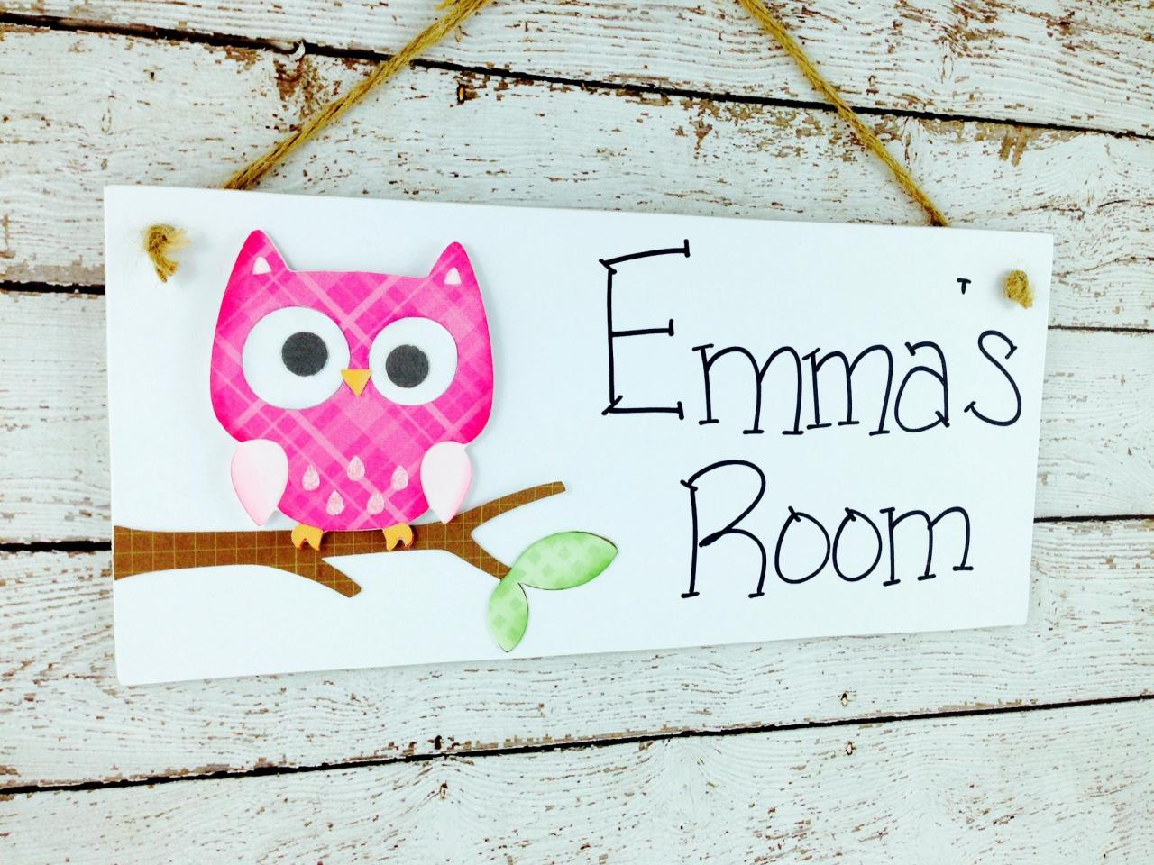 Kids Room Sign
 Personalized Kids Room Door Sign Bright Pink Owl on Luulla