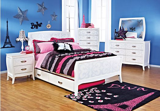 Kids Room To Go
 Shop for a Belle Noir White 5 Pc Full Bedroom at Rooms To