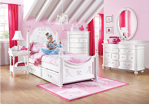 Kids Room To Go
 Disney Princess White Twin Poster Bedroom Contemporary