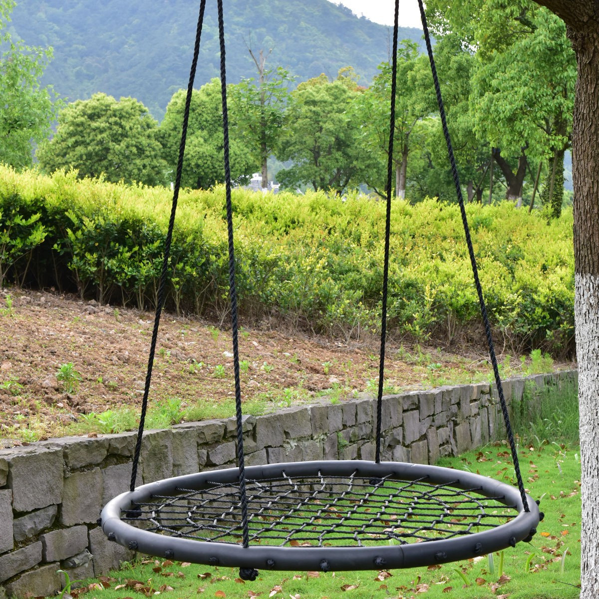 Kids Round Swing
 40" Kids Tree Swing Round Net Outdoor Garden Children