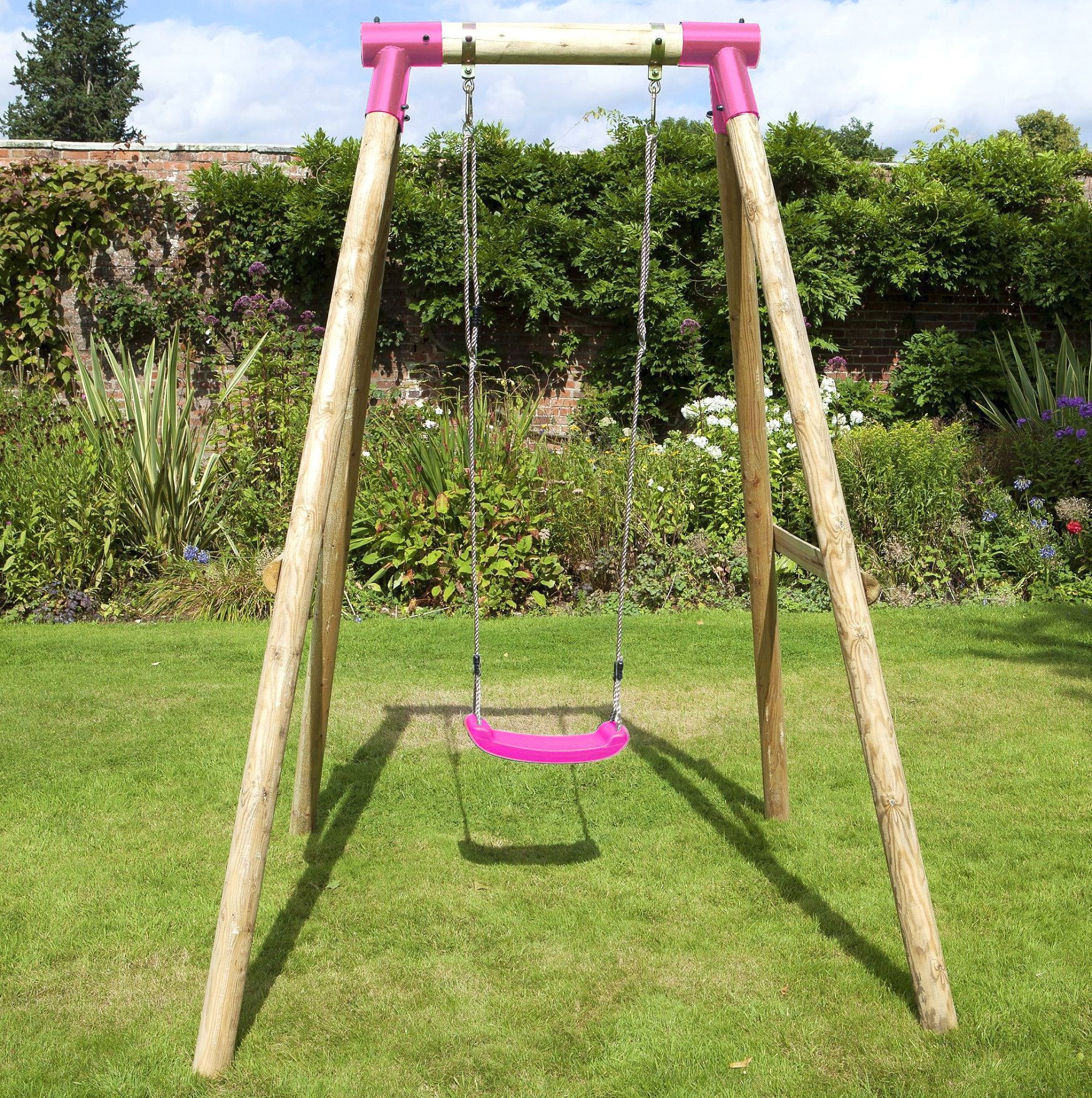 Kids Single Swing
 Rebo Kids Wooden Garden Swing Set Childrens Swings Solar