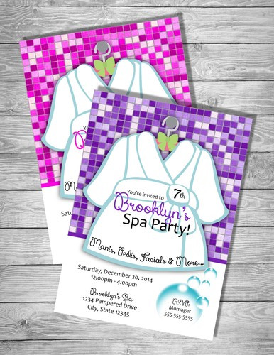 Kids Spa Party Invitations
 Kids Spa Party Digital Birthday Invitation