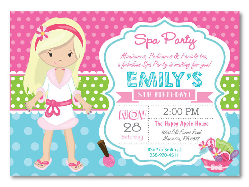 Kids Spa Party Invitations
 Spa Party Invitation Spa Birthday Party Invitation