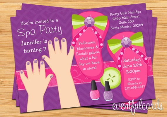 Kids Spa Party Invitations
 Mani Pedi Spa Party Kids Birthday Invitation