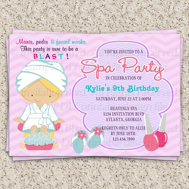 Kids Spa Party Invitations
 Kids Spa Party Invitation Girls Spa Party by InvitationBlvd