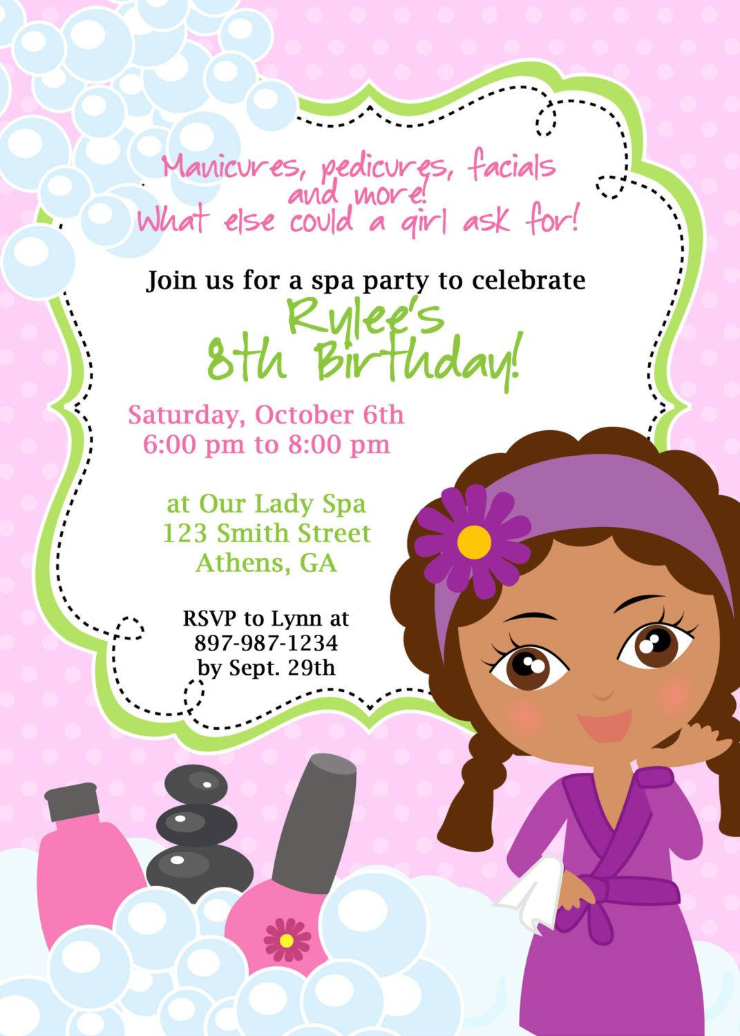 Kids Spa Party Invitations
 Spa Birthday Party Invitation Instant Download Edit in