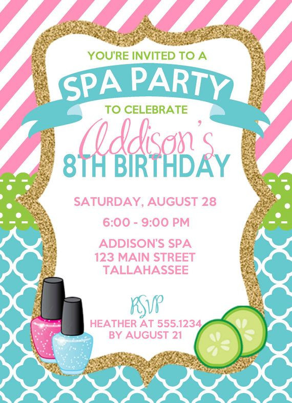 Kids Spa Party Invitations
 Best 25 Spa birthday parties ideas on Pinterest