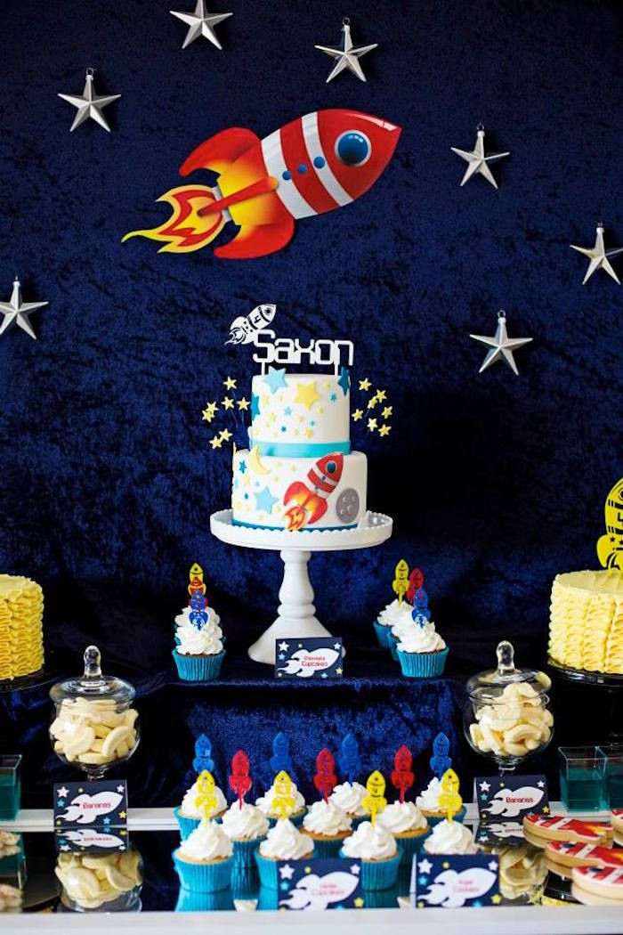 Kids Space Party
 Rocket Ship Space Themed Birthday Party With images