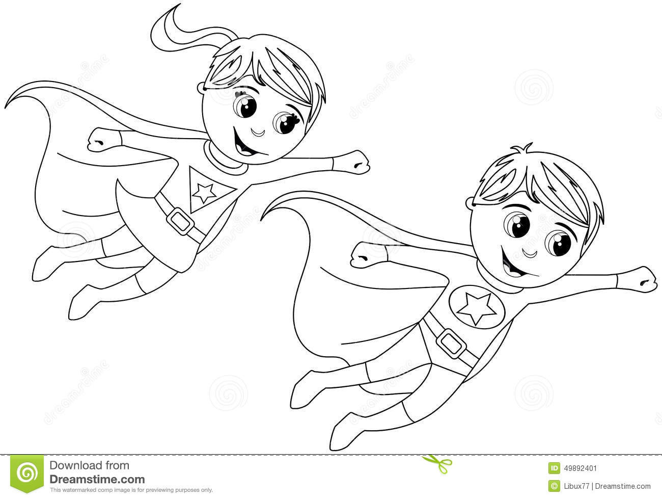 Kids Superhero Coloring Pages
 Happy Superhero Kid Kids Flying Isolated Coloring Page