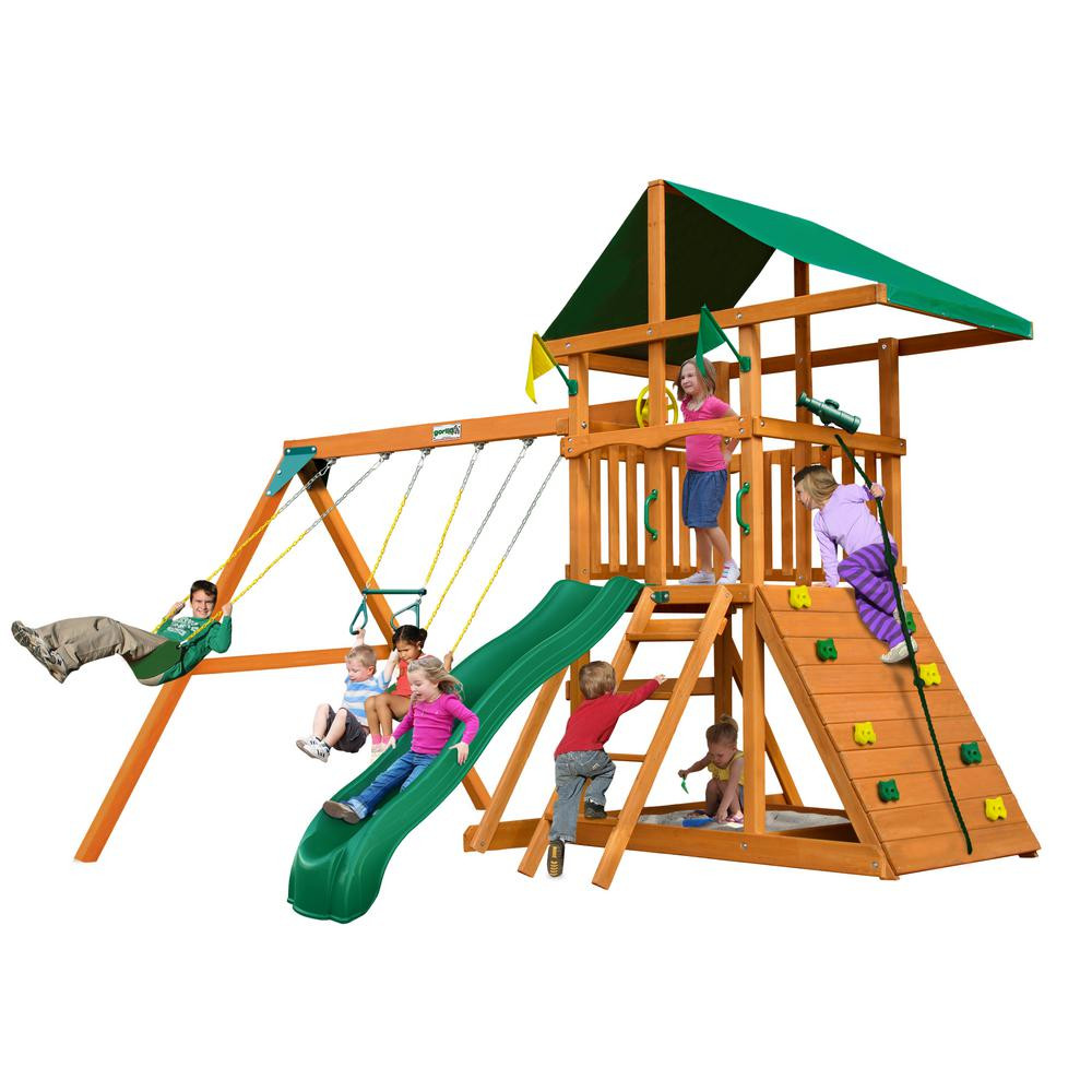 Kids Swing Accessories
 Gorilla Playsets Outing III Wooden Playset with Rock Wall