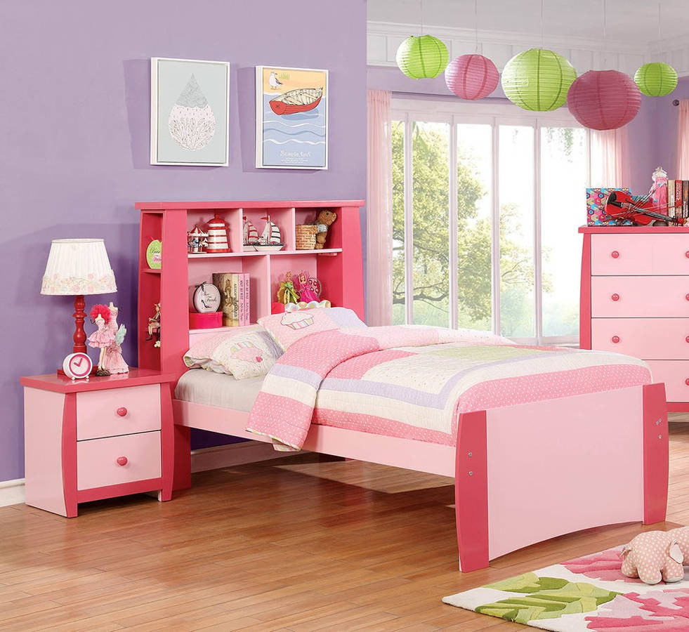 Kids Twin Bedroom Set
 Furniture of America Marlee Pink 2pc Kids Bedroom Set with