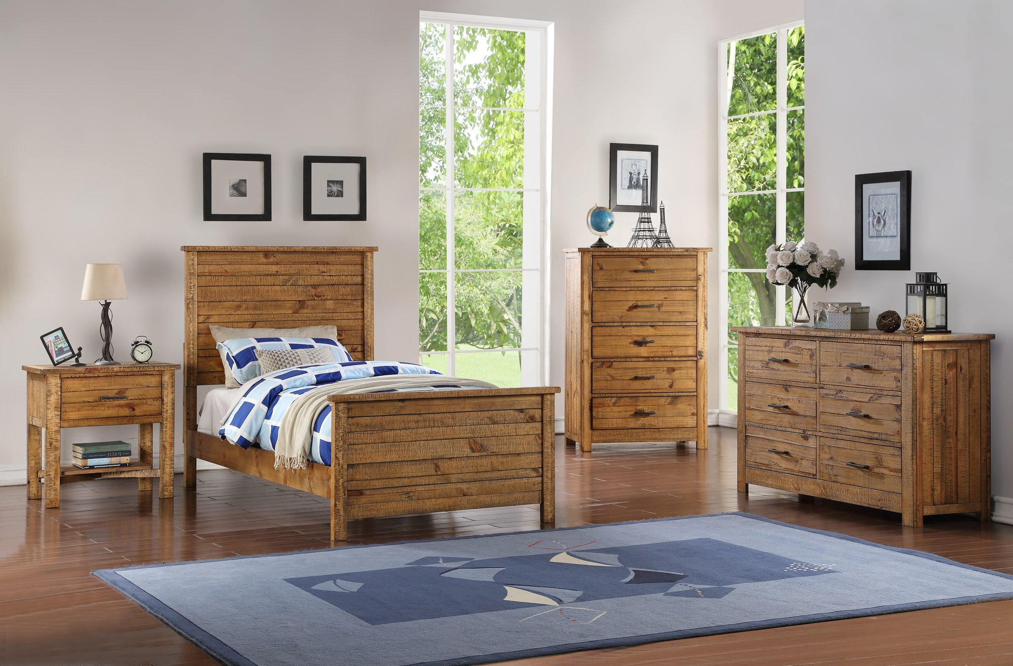 Kids Twin Bedroom Set
 Madison Twin or Full Natural Wood Contemporary Kids