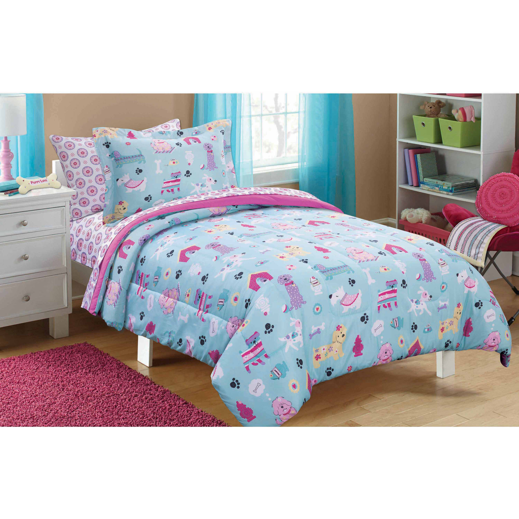 Kids Twin Bedroom Set
 Mainstays Kids Puppy Love Bed in a Bag Bedding Set