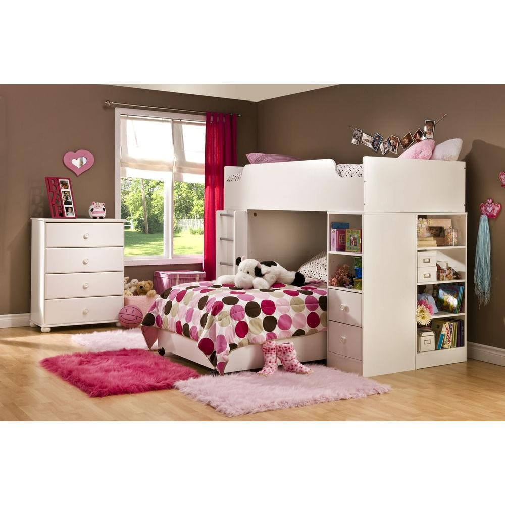 Kids Twin Bedroom Set
 South Shore Logik 4 Piece Pure White Twin Kids Bedroom Set